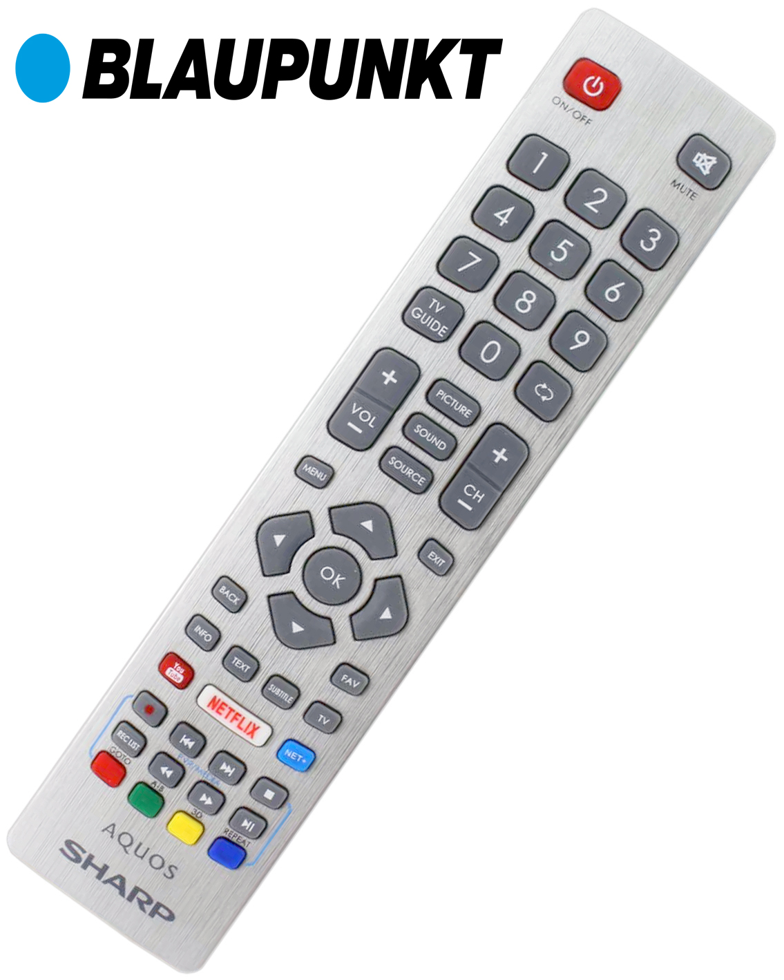 Genuine Sharp Aquos Smart TV Remote Control with NETFLIX YouTube and 3D